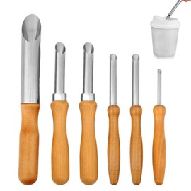 6pcs Straw Puncher for Plastic Lids, 4 Sizes Hole Punch for Lemonade Cups Stainless Steel Hole Making Tool Lemon Water Milk Tea Lids Straw Drilling Sculpture Pottery Tool