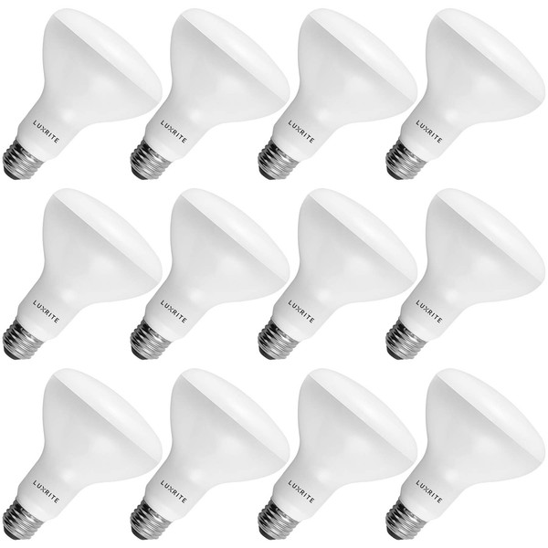 LUXRITE 12-Pack BR30 LED Bulb, 65W Equivalent, 3500K Natural White, Dimmable, 650 Lumens, LED Flood Light Bulbs, 8.5W, Energy Star, E26 Medium Base, Damp Rated, Indoor/Outdoor - Living Room, Kitchen