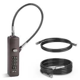 Versatile Cable Lock – 4-Digit Combination Lock with 3 Interchangeable Steel Braided Ropes (9” / 23.6” / 47.2”) – Ideal for Bikes, Scooters, Snowboards, Cabinets, and Gates (Gun-Grey)