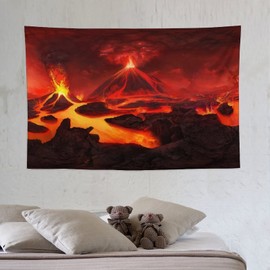 AEOGHDE Volcano Eruption Lava Tapestry Wall Hanging - 40"x60" HD Art Print for Bedroom, Living Room, Dorm | Home Decor Wall Blanket