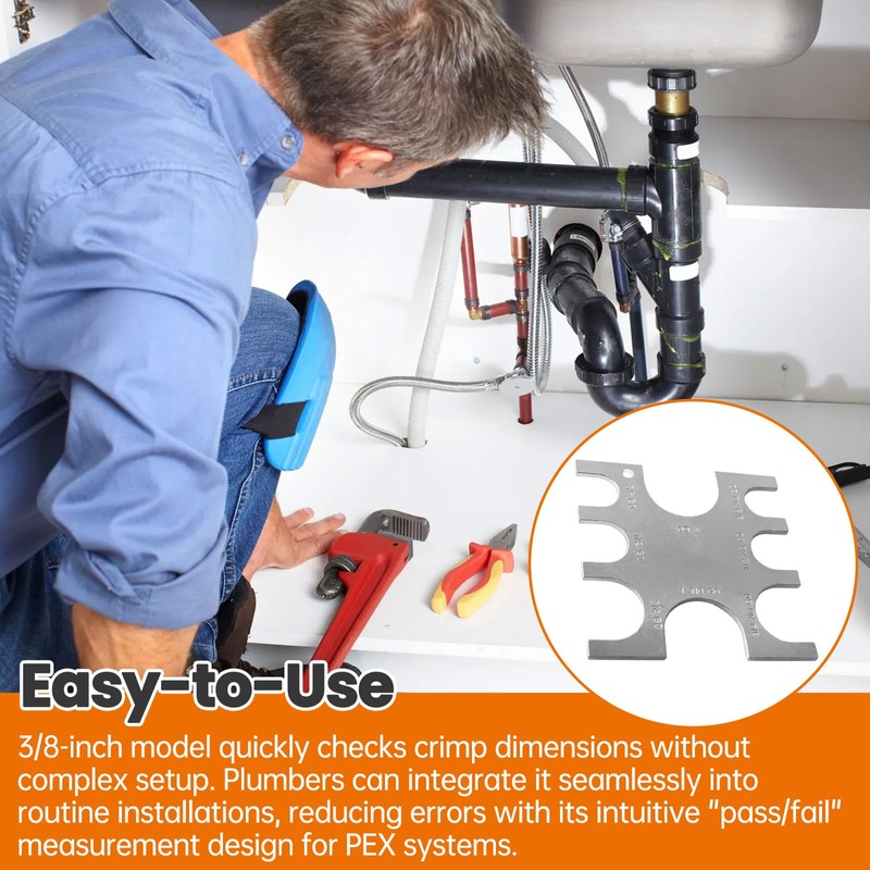 PEX Crimp Tool Go/No-Go Gauge, 3/8 In Replace for SharkBite