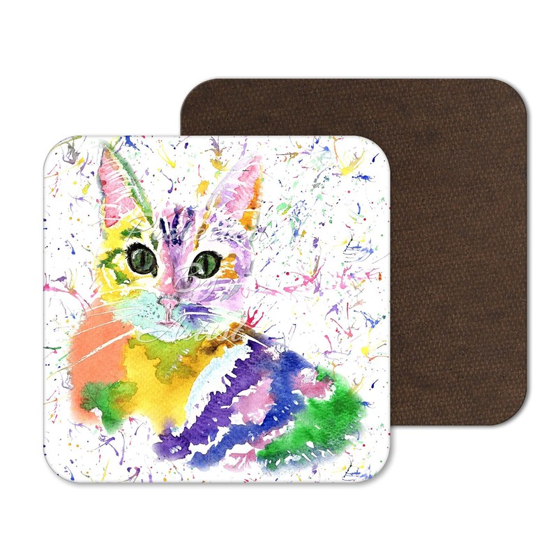 Coaster Cat Kitten Feline Pet Animals Coasters Watercolour Art Gift