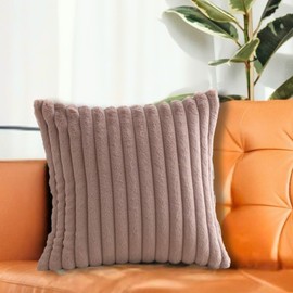TUKUMO Fuwamoko Cushion Cover Scandinavian Stylish Cute Fur Faux Fur Fluffy Soft Cushion Cover for Sofa Back Cover Decorative Pillowcase Cushion Cover (Mocha, 17.7 x 17.7 inches (45 x 45 cm)