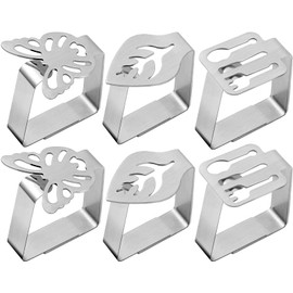 HFATMOS Tablecloth Clips Stainless Steel , Windproof Tablecloth Holder, Table Cloth Clip for Outdoor Picnic, Restaurant, Kitchen, Party, 6 Pcs