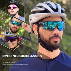 SCVCN Polarised Cycling Glasses Sports Sunglasses Sports Glasses with 3 Interchangeable Lenses for Men Women Cycling Glasses MTB BMX Running Volleyball Tennis Driving Fishing Softball Mountaineering