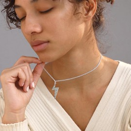 MUNORIAY Lightning Bolt Pendant Necklace: Diamond Flash Simple Punk Thunder Lightning Necklaces Hip Hop Jewelry Charm Inspirational Gift (silver)