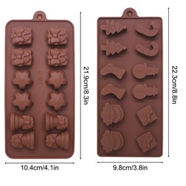 4 Pack Chocolate Candy Molds Trays,Sonku Silicone Baking Jelly Molds with Shapes of Star,Gift Box,Christmas Tree,Santa Head,Candy Cane,Bell-4 Types