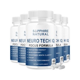 Neuro 5-Pack Neuro Tech IQ Brain Supplement Neurotech Iq Focus Formula Pills- 300 Caps