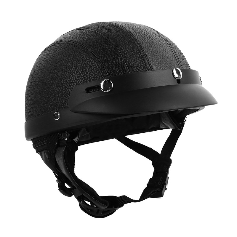 Half Helmet Breathable Sun Blocking Retro Safe PU Leather Motorcycle