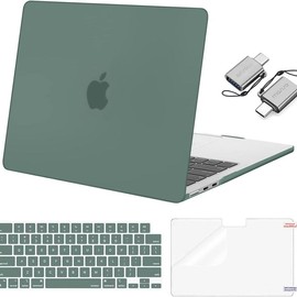 MOSISO Compatible with MacBook Air 13 inch Case 2025 2024 2023 2022 M4 A3240 M3 A3113 M2 A2681, Plastic Hard Shell&Keyboard Cover&Screen Film&Type C for MacBook Air 13.6 inch Case:_Emerald Green