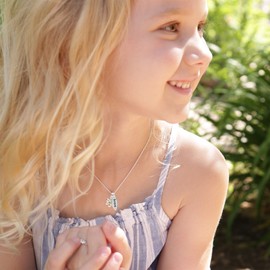 Cherished Moments Girls Sterling Silver Brave Necklace Accented with Daisy Charm with Peridot CZ for Todders, Kids, Children, Little Girls, or Tweens