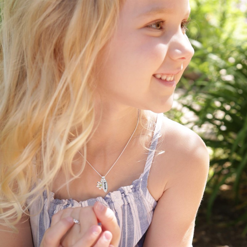 Cherished Moments Girls Sterling Silver Brave Necklace Accented with Daisy