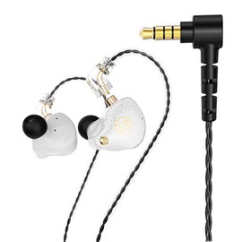 FEDAI DX2 In-Ear Monitor Earphones, Superior Sound Wired Earbuds with Dynamic Dual Driver, Professional Sound Isolating Earphones for Singers/Drummers/Musicians with C Pin Connector (White, No Mic)