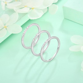 STARCHENIE 925 Sterling Silver Stackable Ring Set for Women Thin Thumb Pinky Ring Wedding Band Size 5