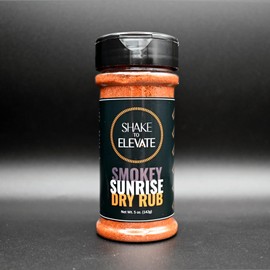 Shake to Elevate - Smokey Sunrise No Salt BBQ Dry Rub | No Salt Seasoning | Heart Healthy | Diet Friendly | 0% Chemical Additives | 0% Preservatives or Color | All Natural Ingredient & Listed | Seriously Delicious Spice Blend (Standard Shaker 8.4floz)