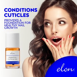 Elon Cuticle Oil for Nails w/Almond Oil Extract - Jojoba & Vitamin E - Softening & Hydrating Cuticles & Nails – Dermatologist Recommended – Bottle Size 0.5 oz