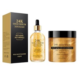 24K Gold Essence Face Serum&Mask, Anti ageing Skin Care