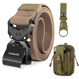Jumbofit Men Tactical Belt, Military Work Belt with Quick Release Buckle,Gift with Molle Pouch & Water Bottle Clip