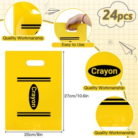 AKAIXI 24 Pcs Crayon Gift Bags, 8 x 10.6 In Reusable Crayon Party Favor Bags Bulk End of Year Graduation Plastic Goodie Bags for Birthday Party