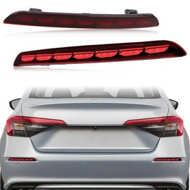 KEEGTBOX LED Rear Bumper Fog Light Brake Tail Sequential Flash Turn Signal Lamp Compatible with Honda Civic Sedan LX Sport EX Touring Si 2022 2023 Plug and play Accessories