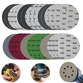 30pcs 5 Inch Sanding Discs Hook & Loop 8 Holes Wet Dry 1000 Grit Orbital Sandpaper, Silicon Carbide Round Flocking Sandpaper