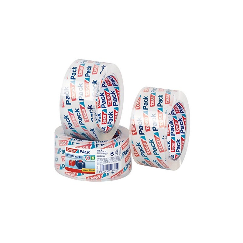 Tesa Crystal Clear Packing Tape 3 Rolls 66 m x