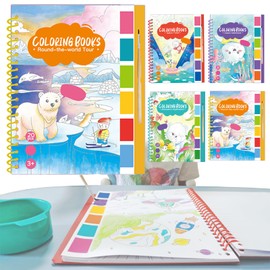 Kawaqiwa Paint with Water Books for Toddlers, Watercolor Painting Paper for Kids Ages 4-6-8-12, Art Craft Gift for Drawing with Brush Travel Activities (Round-The-World Tour)