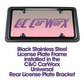 C&C Car Worx Front and Rear License Plate Brackets and 2 Black Stainless Steel Frames to fit 2018, 2019 Subaru Outback Wagon at Special Bundled Discount