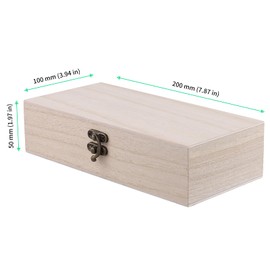 FUNSUEI 8 PCS 7.9 x 3.9 x 2 Inch Wooden Box, Unfinished Wood Box, Wooden Boxes for Crafts, Wooden Box with Hinged Lid for Jewelry, DIY Craft, Storage, Gift