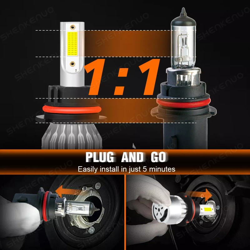 SHENKENUO For Ford F150 1992-1996 - 2X 9007 Front LED