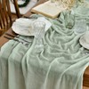 Artoid Mode Boho Sage Green Gauze Wedding Cheesecloth Table Runner,