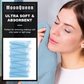 MOONQUEEN Microfiber Facial Cloths Fast Drying Washcloth 12 Pack - Premium Soft Makeup Remover Cloths - Aquamarine