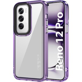 T Tersely Crystal Clear Case Cover for Oppo Reno 12 Pro 2024, Hard Back Slim Shockproof Bumper, Non-Yellowing, Wireless Charging Compatible for Oppo Reno 12Pro 6.7 inch - Purple