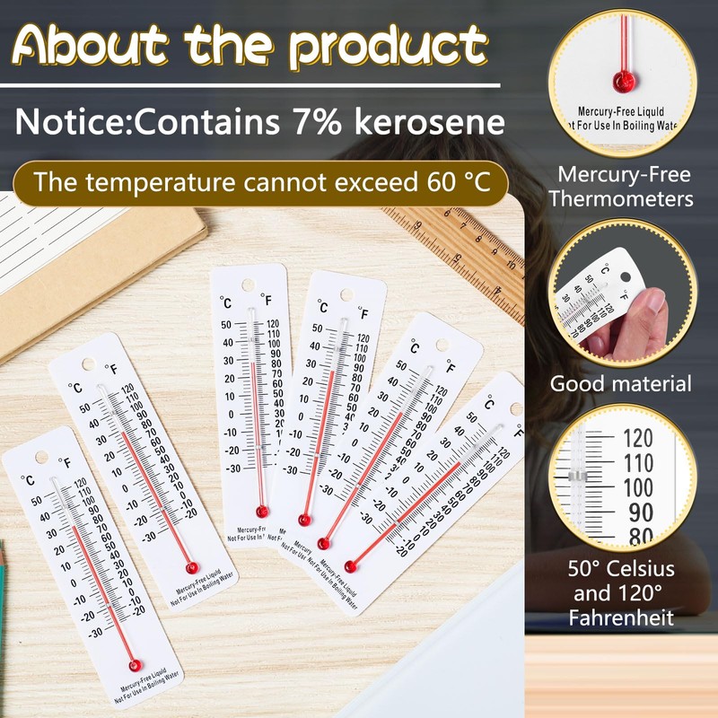 Maitys 50 Pcs Science Thermometers Mercury Free Student School Supplies