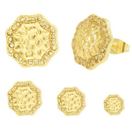 Cubic Zirconia Earrings Studs Gold nugget earrings for men Nugget earring Cookie Nugget Gold Plated Stud Earrings 14k Gold Plated Round Rough Textured Stud Earring For Women Unisex(M)