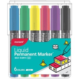 6-Color Set of Fresh Board Markers (Type A Monami) / 생보드마카6색세트(A형 모나미)