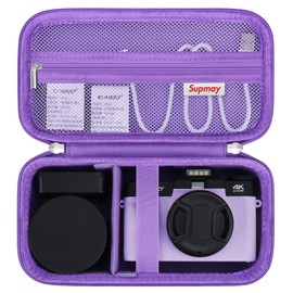 Supmay Vlogging Camera Case Compatible with Duluvulu/for TEBNGIHNM/for zheozeig/for Oiadek 4K Digital Camera, Vlog Camera Carrying Case for Lens, Usb Cable, Batteries and Other Accessories, Purple