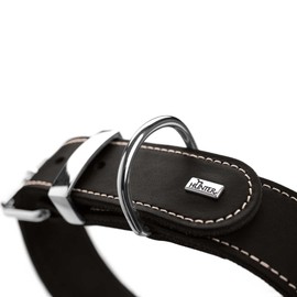 HUNTER AALBORG Special Dog Collar, Leather, Durable, Comfortable, 60 cm (M-L), Black