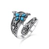 Alphm Butterfly Spoon Turquoise Ring for Women S925 Sterling Silver