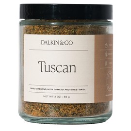 Dalkin & Co. Tuscan, Herbs, Garlic, Tomato & Red Pepper Blend, Italian-Inspired Cooking Seasoning for Pantry & Kitchen, Eco Friendly Reusable Jar, Clean Flavor with No Fillers or Additives, 3 oz