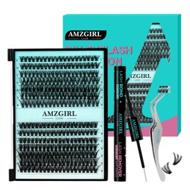 Lash Extension Kit 280PCS Eyelash Clusters 40D 50D DIY Eyelash Extension Kit Individual Lashes Natural Lash Clusters Kit with Lash Bond and Remover Waterproof, Lash Tweezers(D-Mix9-16mm Kit)