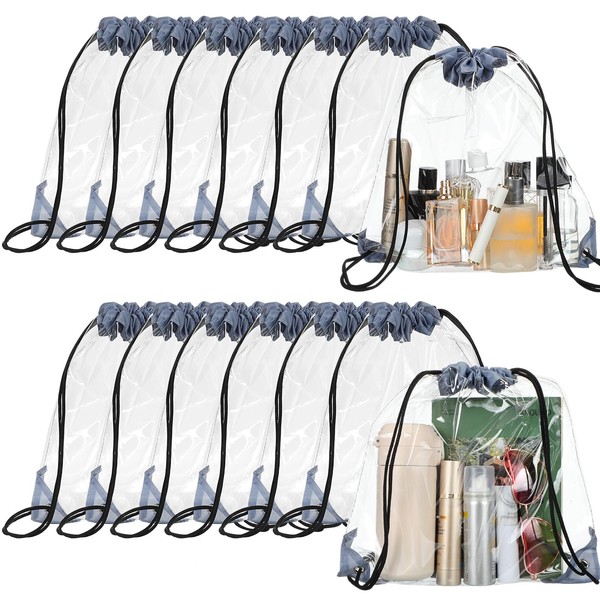 Shappy 30 Pieces Clear Drawstring Backpack, Plastic Waterproof Transparent Stadium