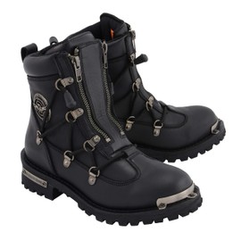 Milwaukee Leather MBL9375 Women's Black Leather Diamond 6-Inch Twin Zipper Lock Riding Boots - 11