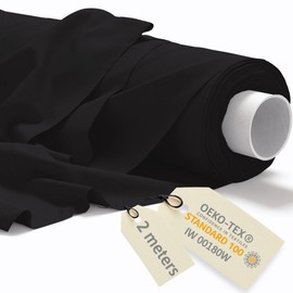 DreamRoots Cotton Fabric, Sold by the Metre, 2 m x 160 cm, 145 g/m², Fabrics for Sewing, Sold by the Metre, Upholstery Fabric, Canvas, Canvas Fabric, Curtain Fabric, Molton, Black