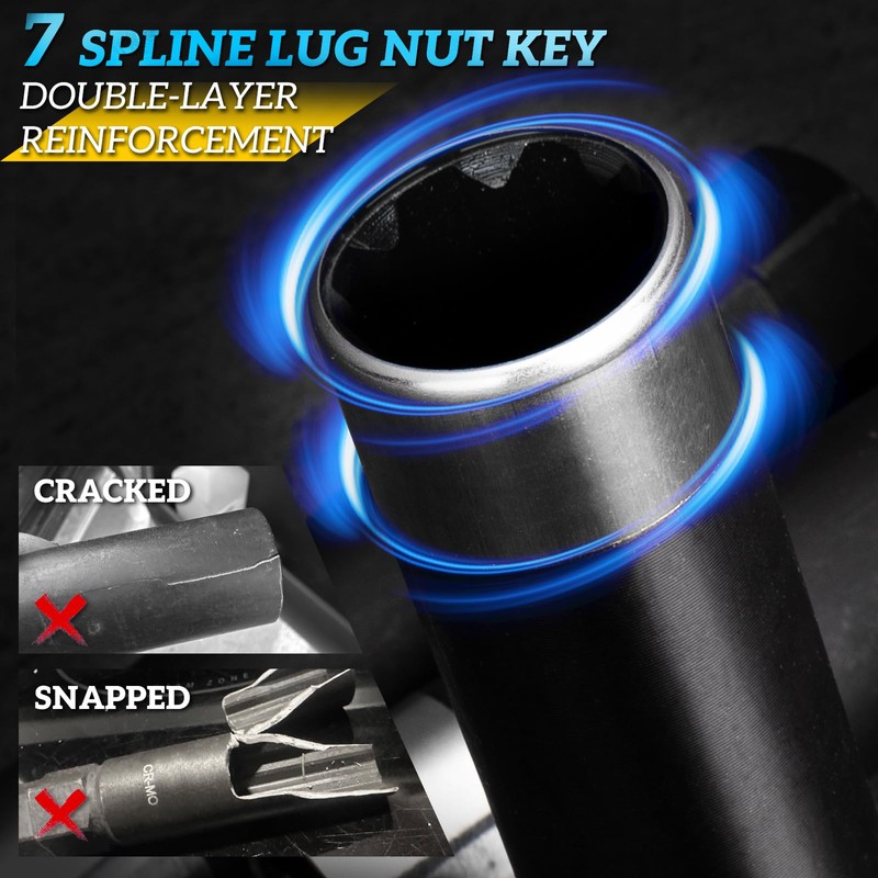 Thinkpro 7 Spline Lug Nut Socket Set,3 Piece 7 Point