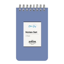 Blue Sky Flip Notes, 3" x 5", Non-Dated, Safety Wirebound, Assorted Colors, 3-Pack, Pocket-Sized Notepads for Notes, Lists, and Reminders (3, Assorted)