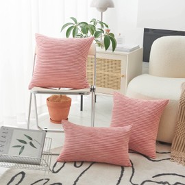 Home Brilliant Pink Cushion Covers 65 x 65 Set of 2, Valentine Decoration Euro Pillow Sham Covers Large Cushion Cover Super Soft Corduroy Cushion Cover for Bed Sofa, 65x65 cm, 26 inch, Baby Pink