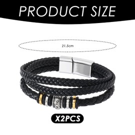 CQQNIU 2 Braided Bracelets, Men'S Bracelets, Black Leather Bracelets, Multi-Layered Bracelets, Clothing Bracelet Accessories