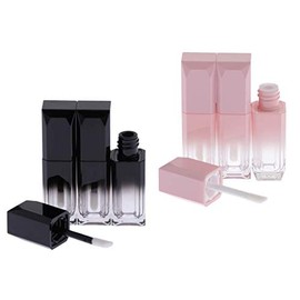 esowemsn 6pcs(black+pink) 5ml Mini Gradient Lip Gloss Tube Containers Plastic Refillable Lip Balm Bottles with Wand for Lip Samples Best Travel Home Beauty DIY Accessories