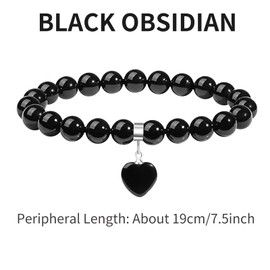 Beaded Bracelets for Women, Healing Crystal Bracelet Heart Bracelet Natural Gemstone Bead Bracelets Stretch Crystal Stone Beaded Bracelets Jewelry Gifts for Christmas Valentine